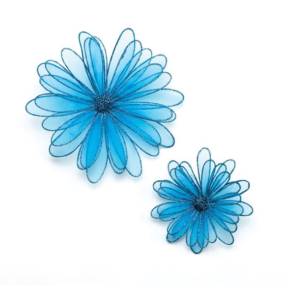 Heaven & Nature Accents Heaven Nature Aqua Explosion Flower Clip Ornaments Set New Poshmark